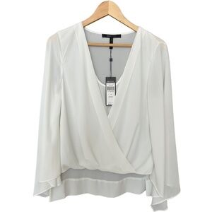 NWT BCBG Max Azria White Drapey Party Office Blouse Small
